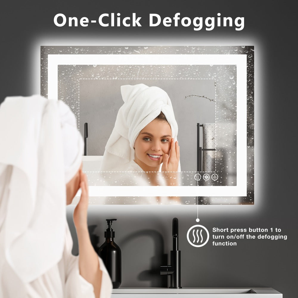 LED Bathroom Mirror with Anti-Fog – Dimmable Vanity Mirror, 3 Color Lighting Modes, Dual Light Source, Wall Mounted Horizontal or Vertical, Tempered Glass, Multiple Sizes - product image 11