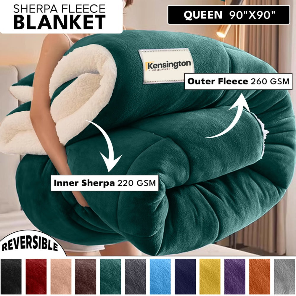480GSM Sherpa Fleece Blanket – Double-Sided Heavy Warm Throw for Couch, Bed & Travel, Reversible All Season, 13 Colors, 3 Sizes - product image 70