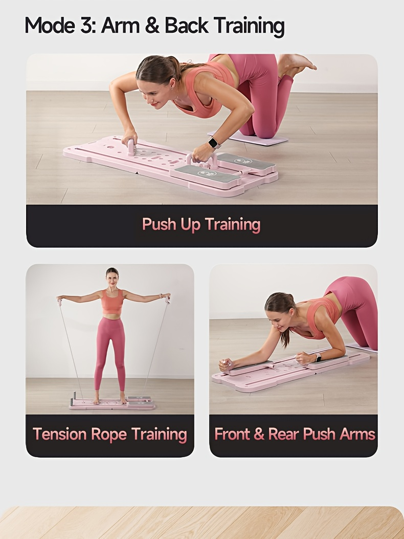 Foldable Ab Wheel & Push-Up Workout Machine for Full Body Core Training, Muscle Toning & Home Gym Fitness | Portable Pilates Reformer Board 9-in-1 - product image 12