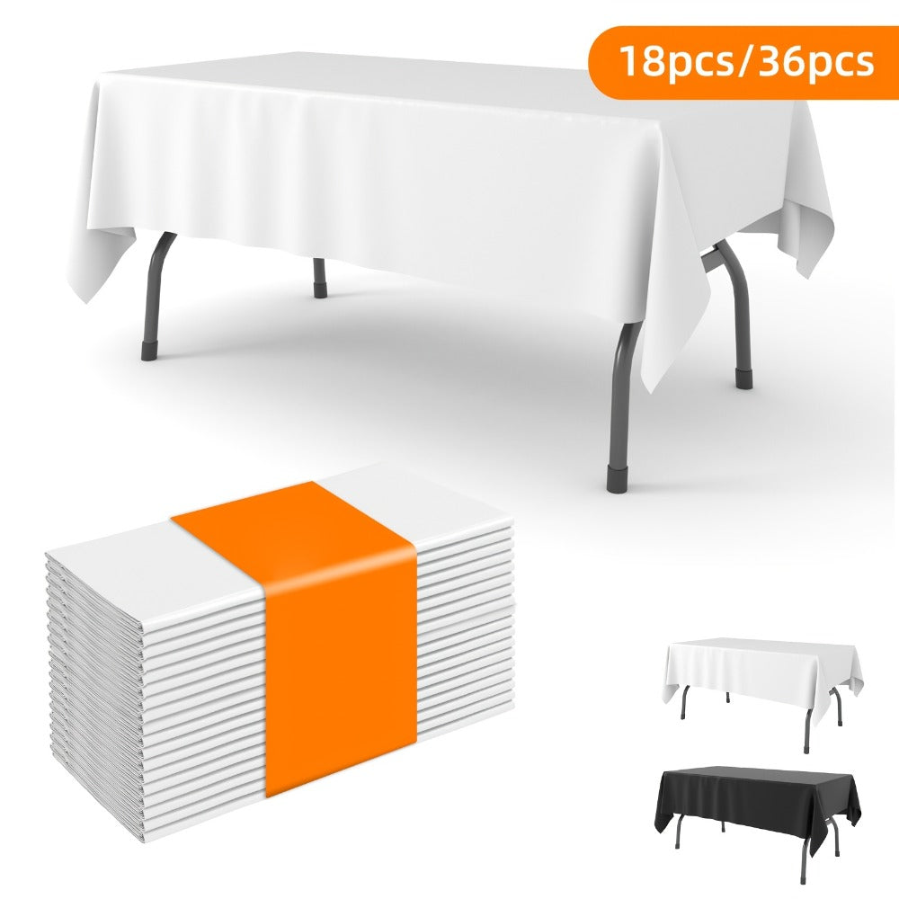 Disposable Plastic Tablecloths 18/36 Pack 54x108 Inch – Leakproof Sturdy White Table Cover for Party Picnic Wedding Birthday Banquet Outdoor Event Decorative Table Cloth Bulk Pack - product image