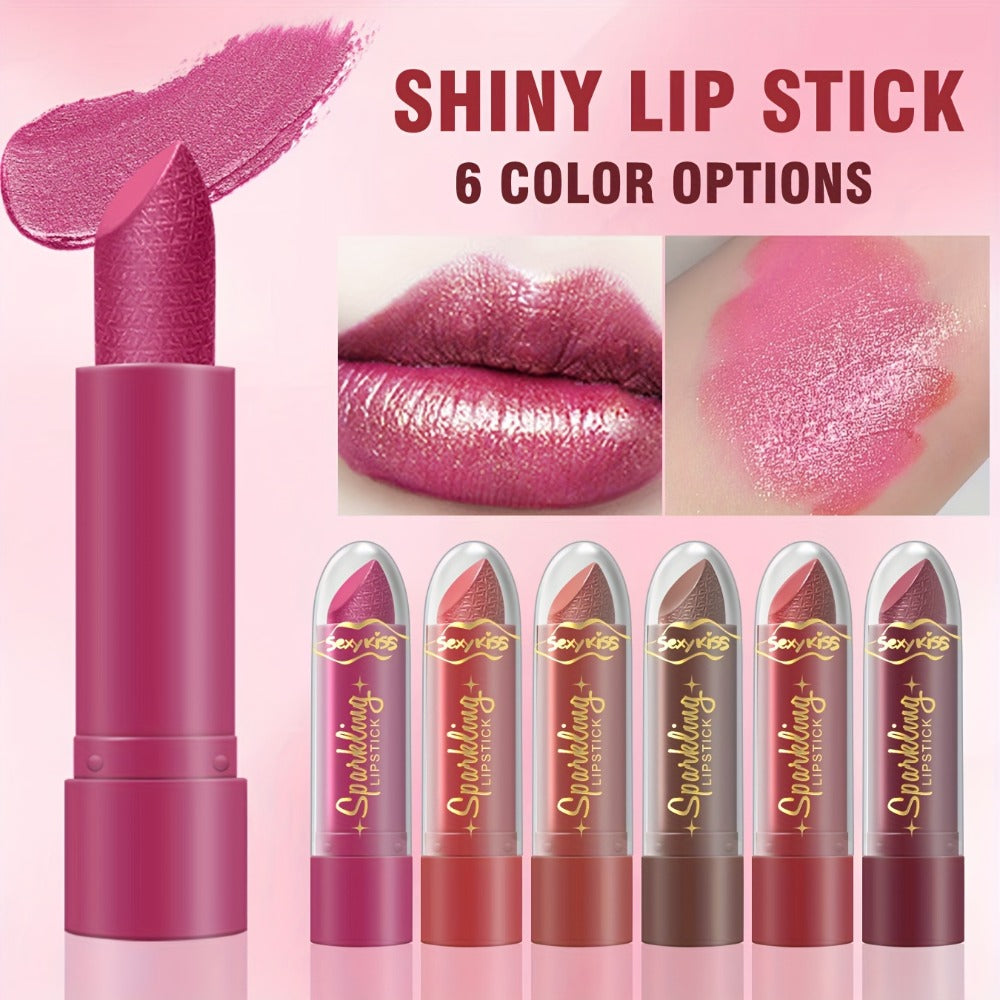 Glossy Shimmer Lipstick Gift Box Set 6PCS – Water-Resistant Long-Lasting Shimmering Lip Color in Assorted Shades, Buildable Pigment Luminous Finish Lipstick Collection for Women Al - product image 6