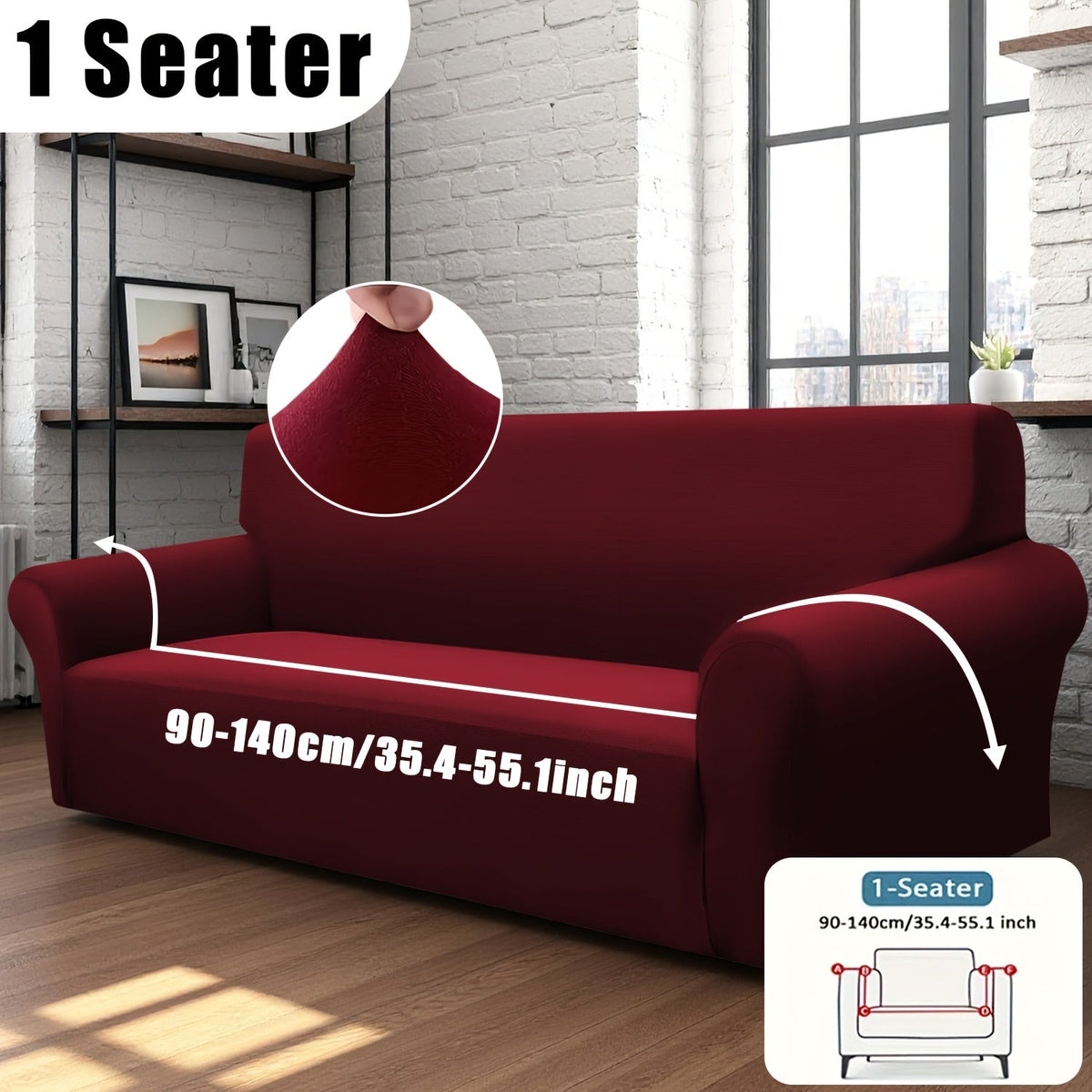 Stretch Sofa Cover Elastic Band | Milk Fiber Fabric Slipcover, Machine Washable Polyester Spandex, 1 to 4 Seater Armchair Couch Cover, Red Gray Blue Black Coffee, Home Decor - product image 36