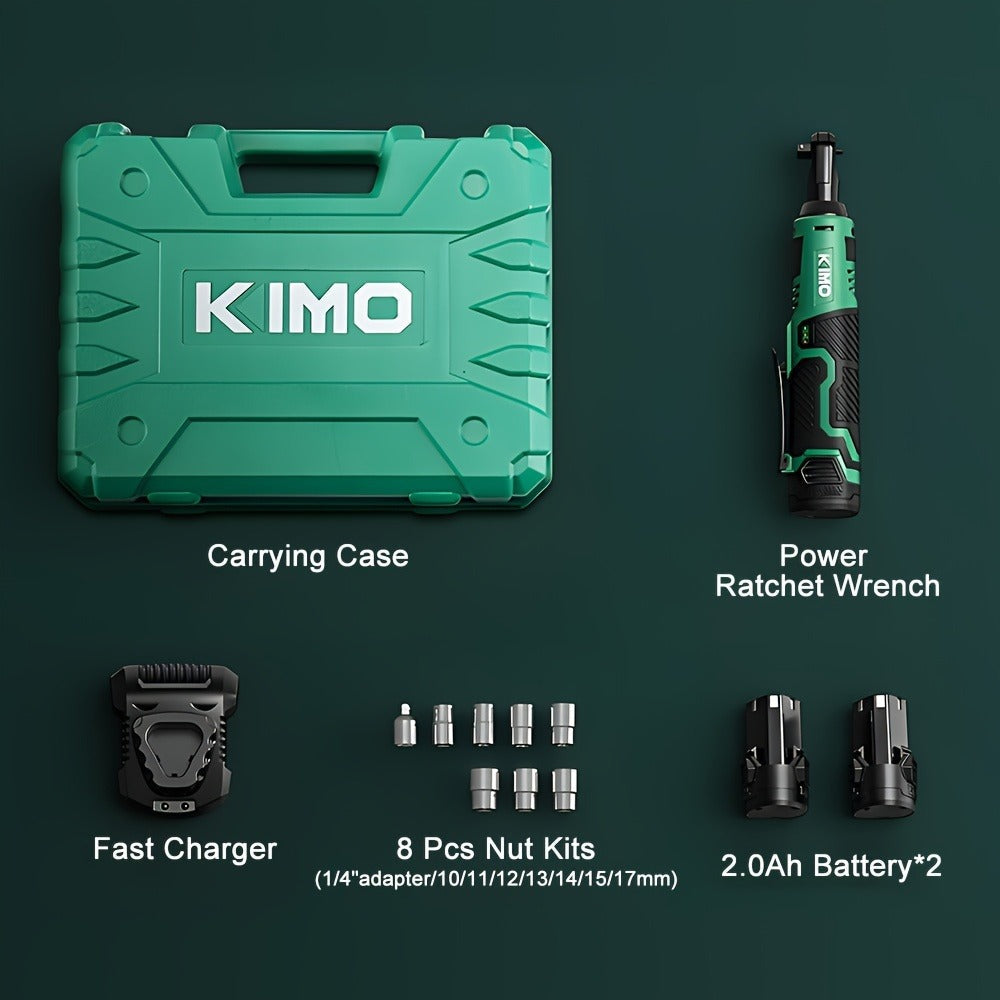 Cordless Ratchet Wrench 3/8 Inch 12V – KIMO 40ft-lb Torque Power Ratchet Set with 2.0Ah Battery, Fast Charger & 8 Sockets - product image 7