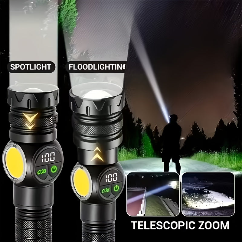 High Lumen Tactical Flashlight 2-Pack | COB Side Light, USB Fast Charging, Zoomable, Multiple Modes for Camping, Cycling, Fishing, Emergency & Outdoor - product image 3
