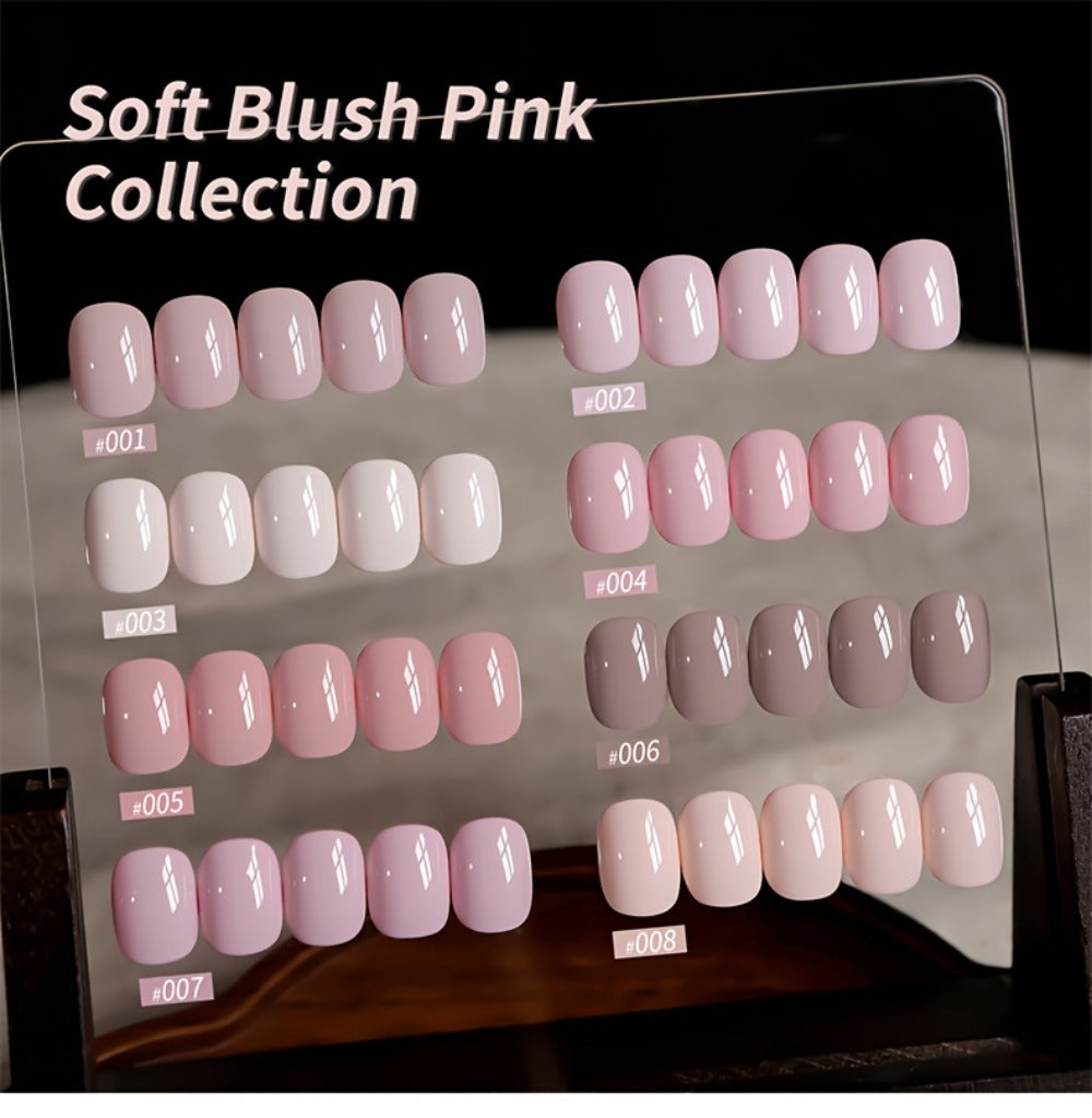 Gel Nail Polish Set 8 Colors Semi-Permanent Soak-Off LED Cure Long-Lasting Manicure Kit - 0.51oz Each Bottle Gentle Pink Shades 001-008 DIY Home Salon Nail Art Gift for Women - product image 12