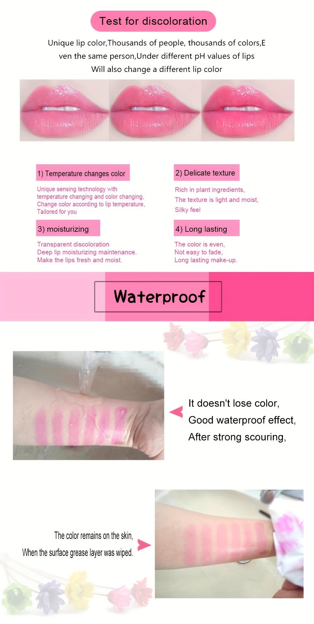 Jelly Lip Balm Set 6 Pack Color Changing — Temperature-Sensitive Dried Flower Extract, Sheer Moisturizing Clear Gloss, Natural Pink Tint, Long-Lasting Hydration Lip Care for Women - product image 12