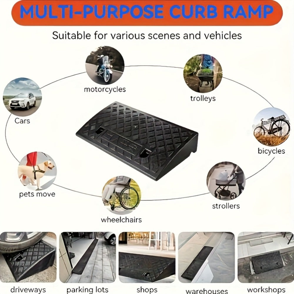 Curb Ramp 2-Pack Portable Heavy Duty Plastic Threshold Ramp Set – Lightweight, Non-Slip, for Low Floor Vehicles, Motorcycles, Wheelchairs, Driveway & Lane Loading – Multiple Height - product image 7
