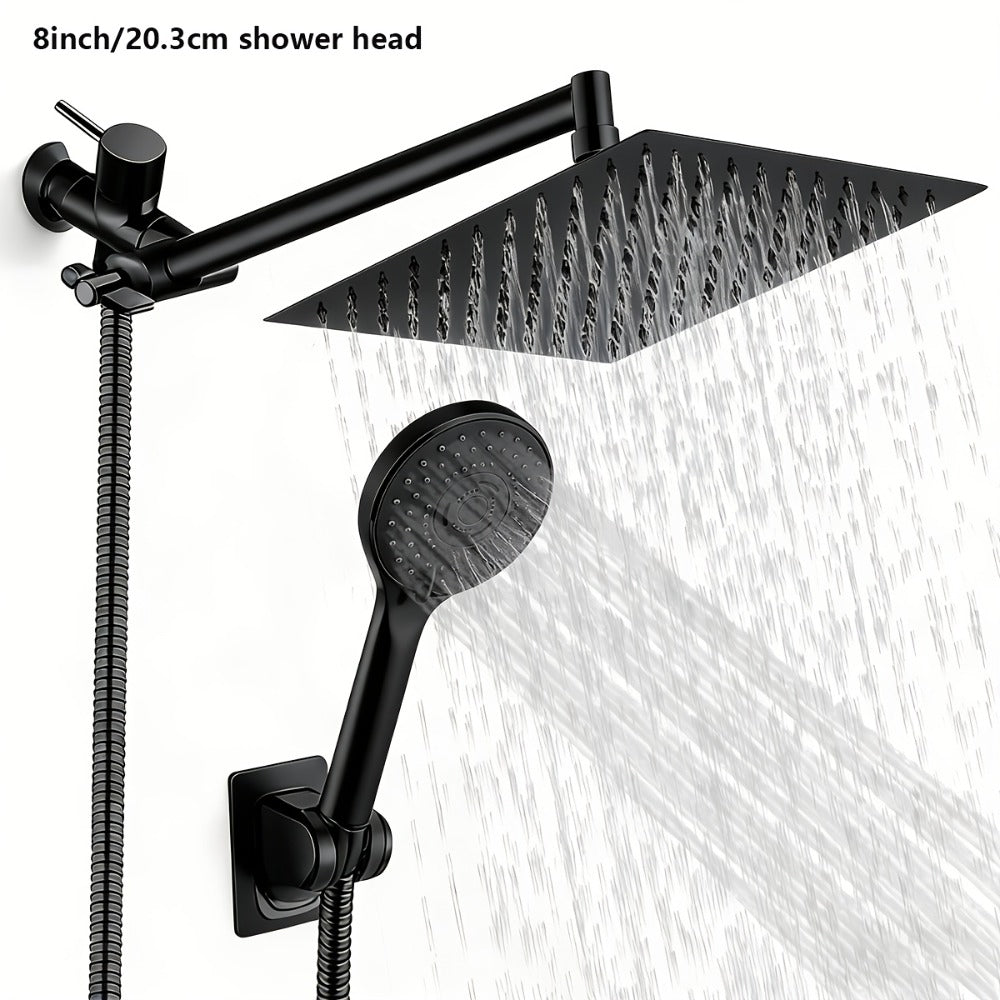 High Pressure Rainfall Shower Head Combo with Handheld Spray – 9 Spray Settings, 180° Adjustable Bracket, Stainless Steel Hose, Anti-Clog Nozzles, Modern Bathroom Shower System - product image 15
