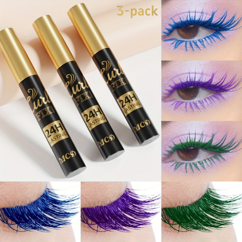 Colorful Mascara Set 3-Piece Bright Shades with Eyebrow Pencil Eyeshadow Pencil & Waterproof Eyeliner – Long-Lasting Curled Lengthening Eye Makeup Kit for Party Festival Everyday - product image 5