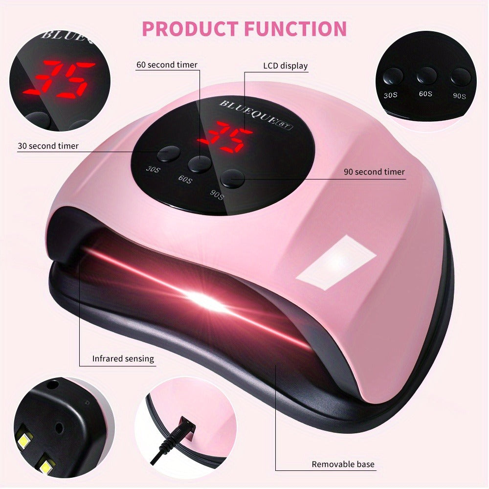 LED Nail Lamp Professional LCD Display Auto Sensor 4 Timer Settings USB Powered Instant Gel Polish Curer No Adapter Needed for Home Salon Manicure Pedicure DIY Nail Art Pink White - product image 7