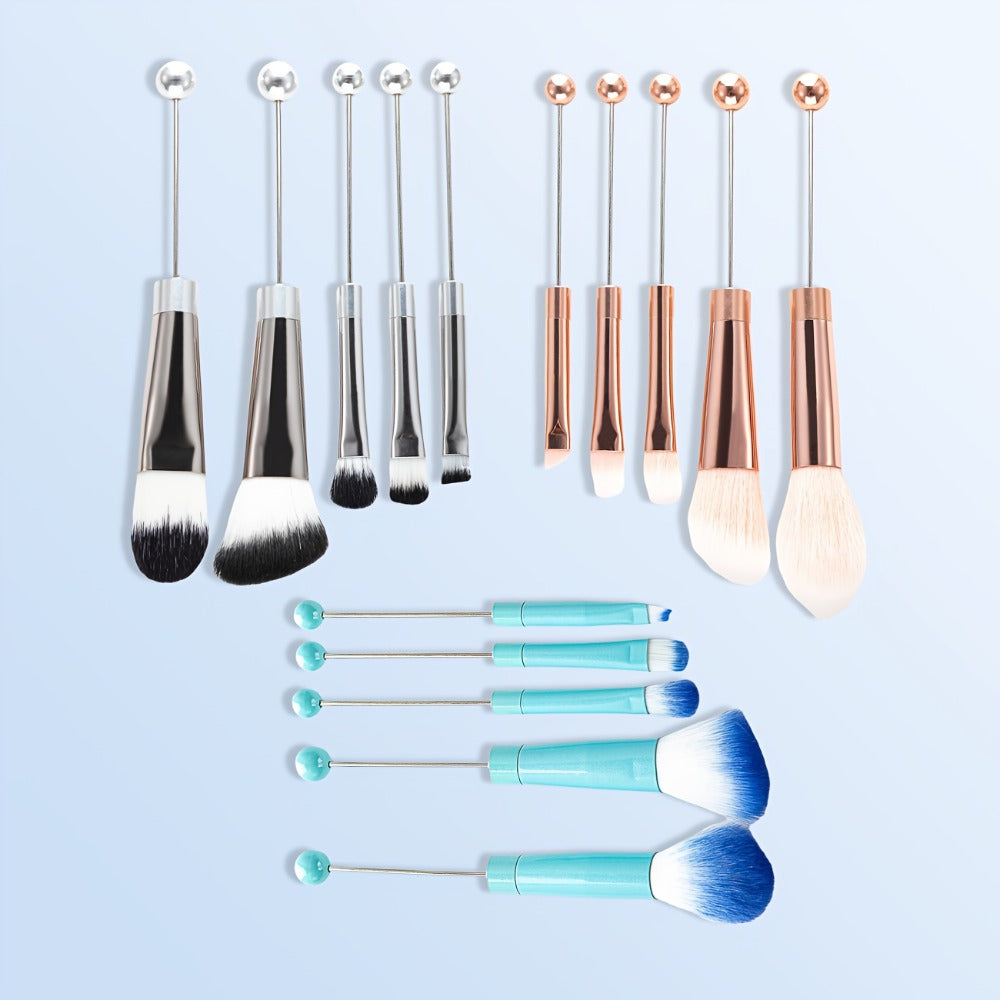 Beadable Makeup Brush Set 15PCS DIY Customizable Metal Handle - Powder Blusher Eye Shadow Slant Brushes for Women Girls - Unique Creative Beauty Gift Birthday Wedding Christmas Par - product image 7