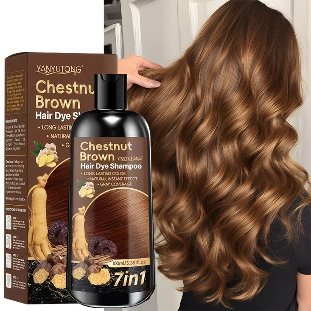 7-in-1 Gray Hair Coverage Color Shampoo with Ginger Oil Biotin & Rosemary — Gentle Scalp-Safe Formula, No Ammonia, Long-Lasting Color, 3 Shades Brown Chestnut Brown Black, Men & Wo - product image 9