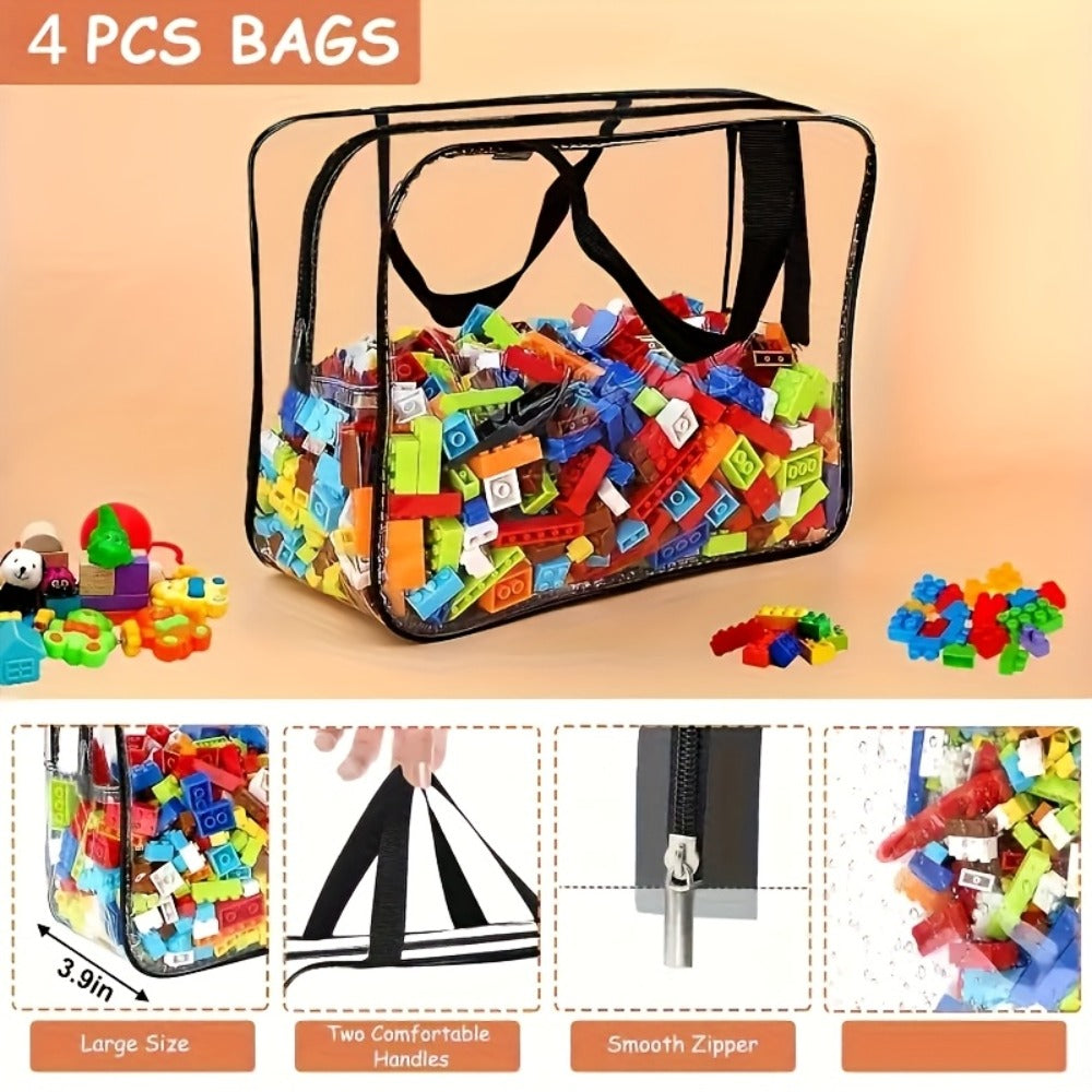 Clear PVC Storage Bags Set of 4 - Transparent Zipper Organizer Bags, Foldable Portable Multi-Use Storage for Home Travel - product image 5