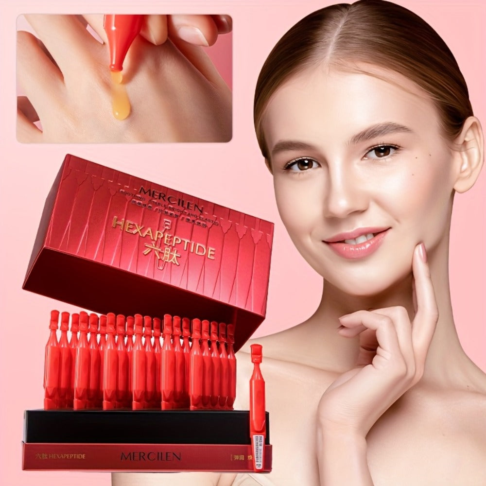 Red Ginseng 6-Peptide Collagen Face Serum Hyaluronic Acid Ceramide Squalane Brightening Moisturizing Anti-Aging Fast Absorbing Non-Greasy Travel Portable 30 Pcs Mercilen - product image