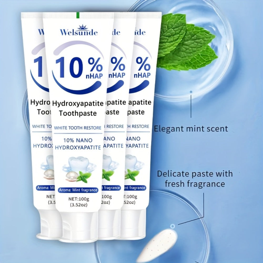 Hydroxyapatite Toothpaste 4-Pack – 10% Nano Formula with Baking Soda, Deep Cleaning & Whitening Gel, Mint Fresh Breath, Fluoride-Free Daily Oral Care for Everyone, Home & Travel Sl - product image 9