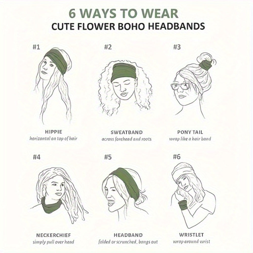 Floral Turban Headbands for Women 8 Pack Non-Slip Elastic Boho Knotted Wide Hair Wrap for Sports Yoga Running Workout Sweatband Moisture Wicking Fashion Hair Accessories Gift Set - product image 8