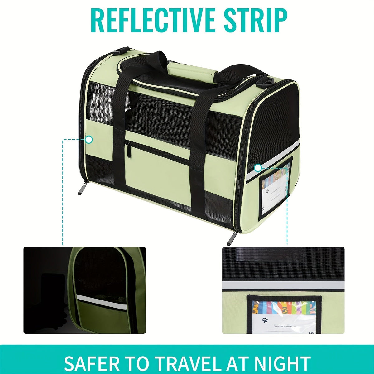 TSA Collapsible Cat & Dog Travel Bag with Fleece Lining, Foldable Bowl, Mesh Ventilation, Safety Zippers, Shoulder Strap & ID Holder for Small Medium Pets - product image 2