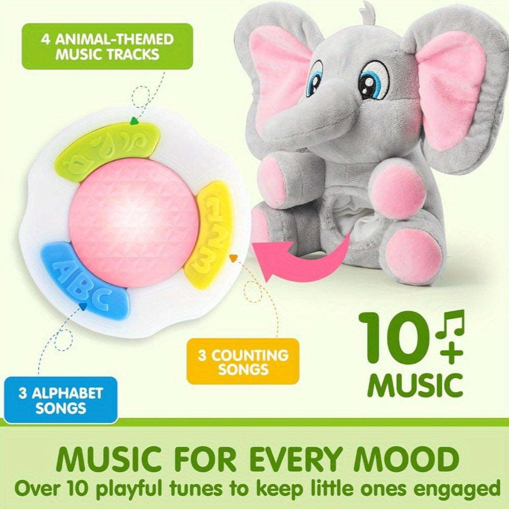 Plush Musical Elephant Baby Toy with Music & Lights | Soft Stuffed Animal Sensory Toy for Infants 6+ Months, Cuddly Light Up Elephant Comfort Toy, Christmas & Birthday Gift for Baby Boys & Girls