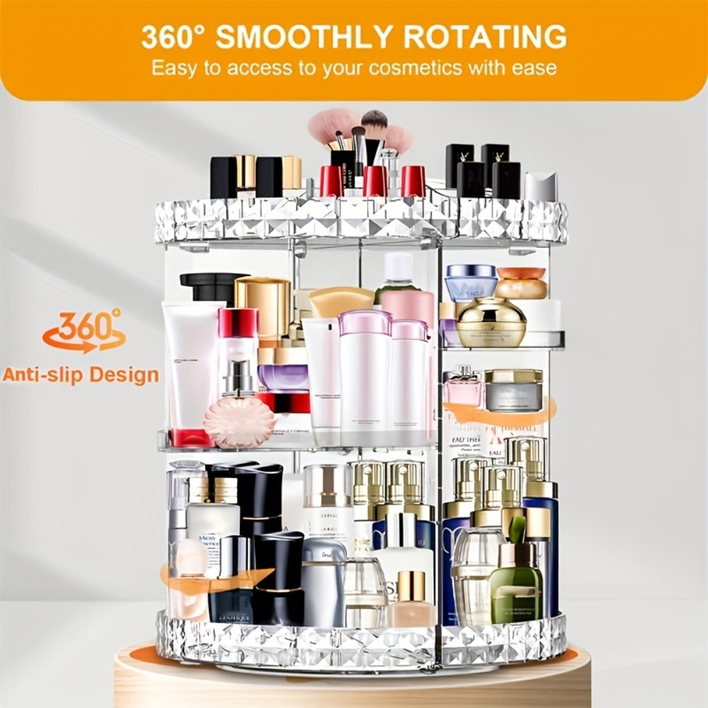 Rotating 360 Makeup Organizer Spinning Cosmetic Storage Display Rack 7 Adjustable Layers Large Capacity Skincare Holder for Vanity Countertop Bathroom Dresser White Blue Gray - product image 4