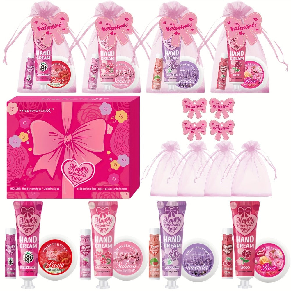 20pcs Beauty Gift Set Lip Balm Hand Cream Solid Perfume Pink Gift Bag Glossy Finish All Skin Types Holiday Party Mother's Day Wedding Bridesmaid Favors - product image 10