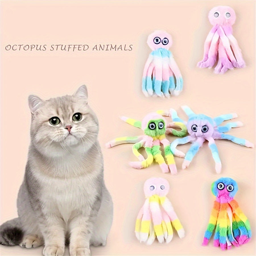 Cat Kick Toy Octopus 5-Pack – Cute Stuffed Chew & Kick Plush Toy for Indoor Cats, Teaser Wand Replacement Heads, Colorful Catnip-Style Interactive Cat Toy Set - product image 4