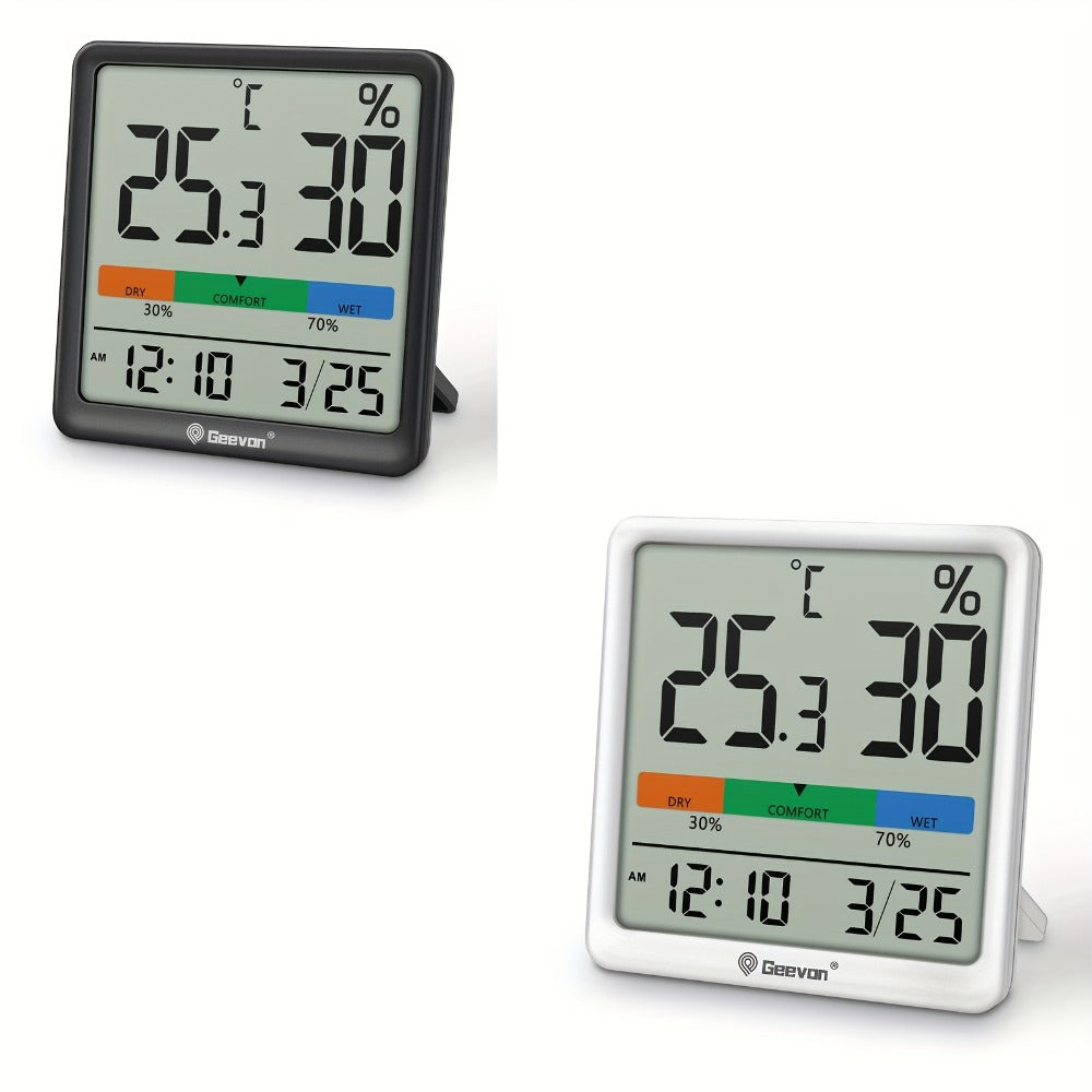 Indoor Thermometer Hygrometer Digital | Accurate Temperature Humidity Monitor with Clock & Calendar | Desktop Room Humidity Gauge for Home Office Bedroom Baby Room - product image