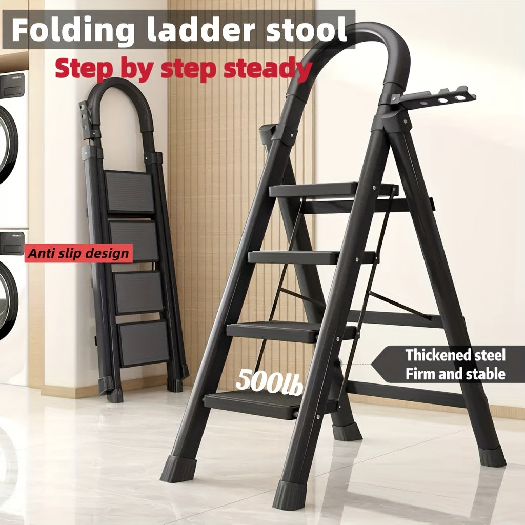 1pc Heavy-Duty 2/3/4/5-Step Portable Folding Ladder, 500 Lbs Load Capacity, Durable Plastic Material with Non-Slip Steps, Lightweight and Portable, Suitable - product image