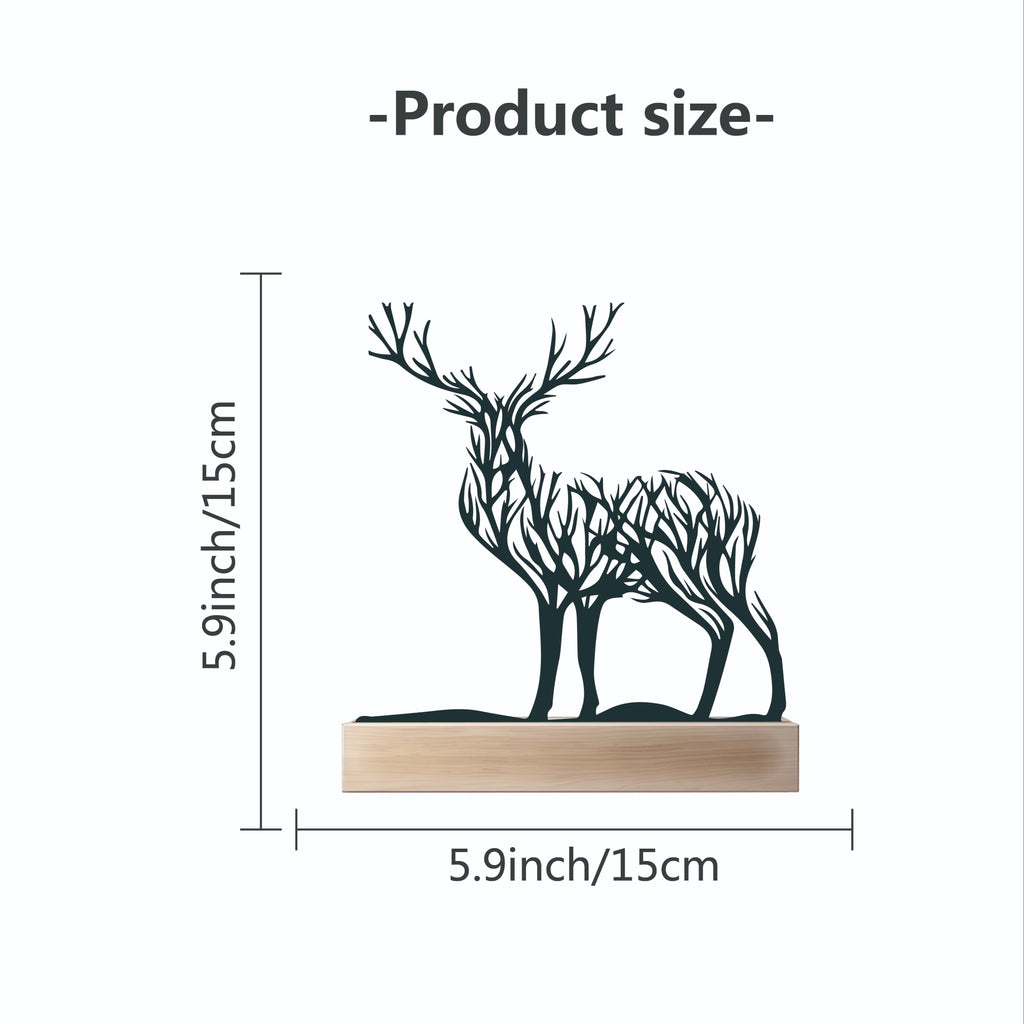 Tabletop Deer Branches Decoration with Wood Base - Iron Metal Antler Desk Sculpture for Living Room Bookshelf TV Cabinet Wine Cabinet Office Desk, Halloween Christmas New Year Home - product image 8