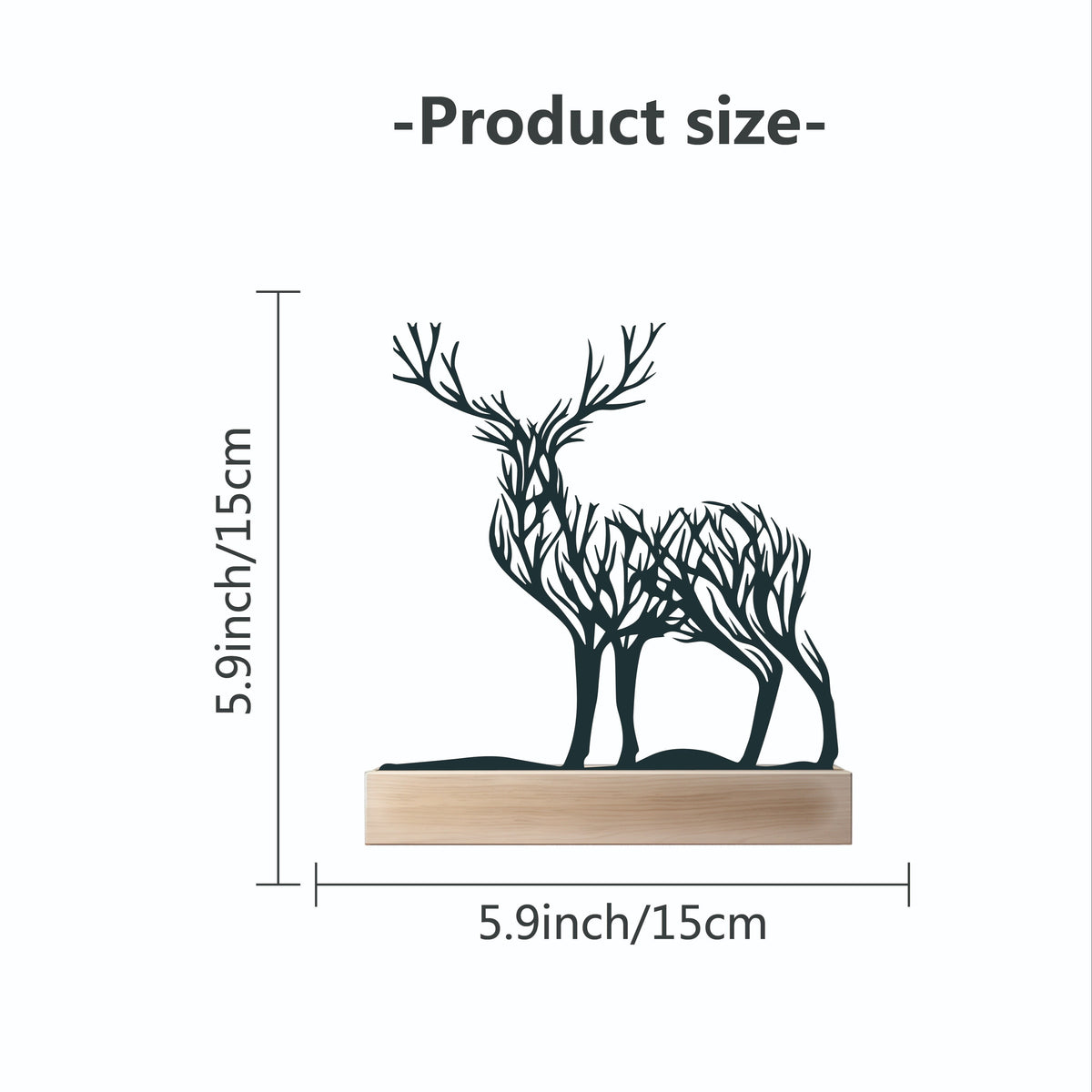 Tabletop Deer Branches Decoration with Wood Base - Iron Metal Antler Desk Sculpture for Living Room Bookshelf TV Cabinet Wine Cabinet Office Desk, Halloween Christmas New Year Home - product image 8