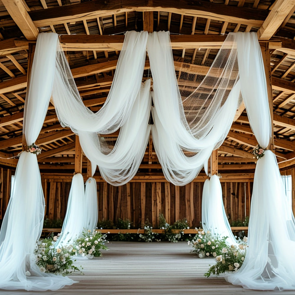 Chiffon Draping Fabric for Wedding Arch 32.8Ft | Sheer Backdrop Curtain for Ceremony, Reception & Bridal Shower Decor, Lightweight Nylon Drape for Party Arch, Birthday & Event Back - product image