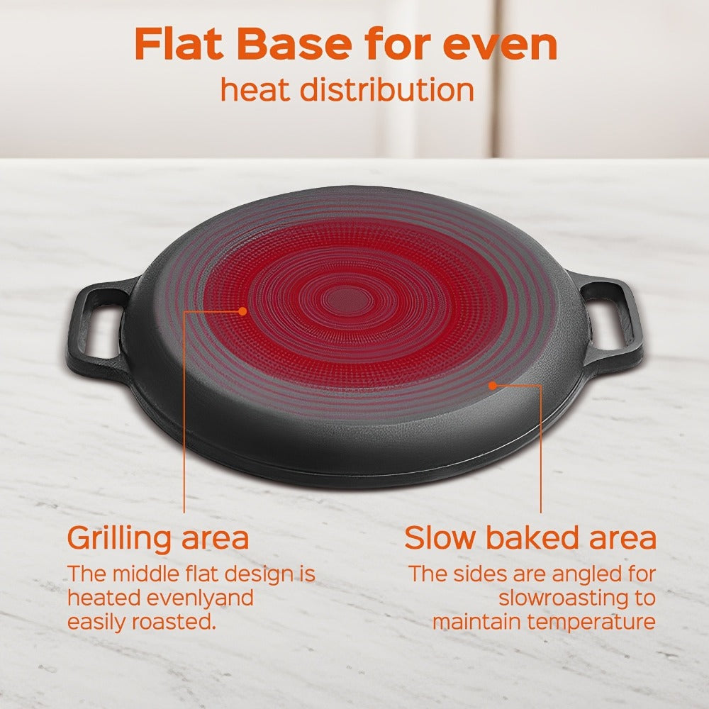 Pre-Seasoned Cast Iron Pan Set - Non-Stick Multifunctional Skillet for Pizza Home Kitchen Outdoor Cooking, Even Heating Compatible with All Stoves, 1/2/3 Piece Options - product image 12