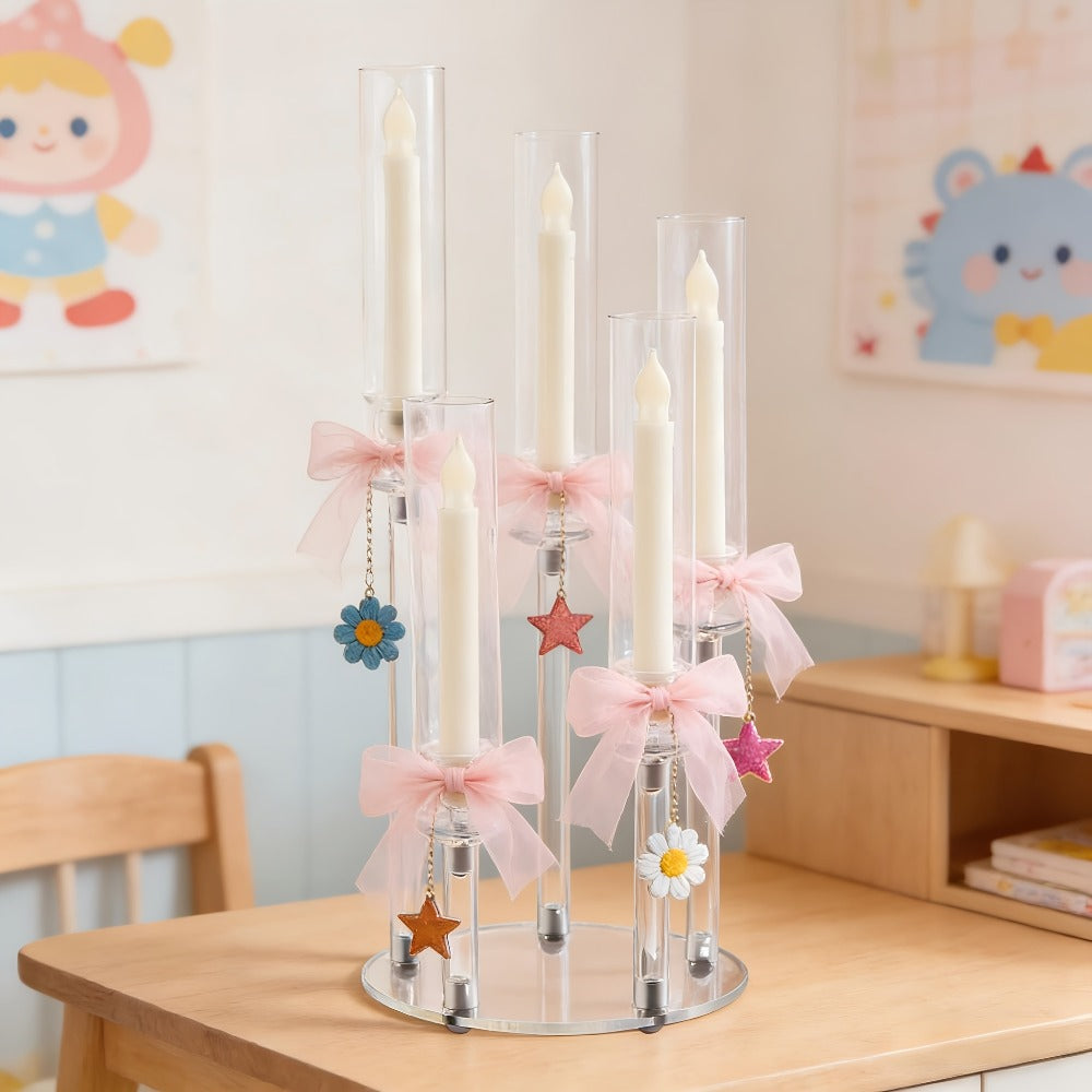 Acrylic Candelabra Candle Holder – Clear Crystal 5-Arm & 6-Arm Taper Candlestick Holders for Wedding Centerpiece, Dining Table, Party & Anniversary Decor - product image 4