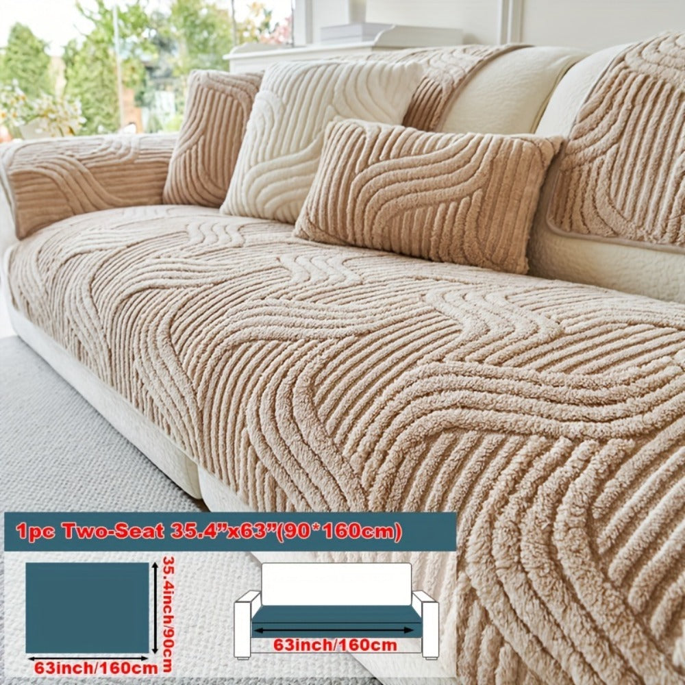 Stretch Velvet Sofa Cover Non-Slip | Plush Shu Velveteen Couch Slipcover, Modern Luxury Pet Friendly Machine Washable, 2 3 4 Seat, Armrest & Pillowcase, Living Room Bedroom Office - product image 9
