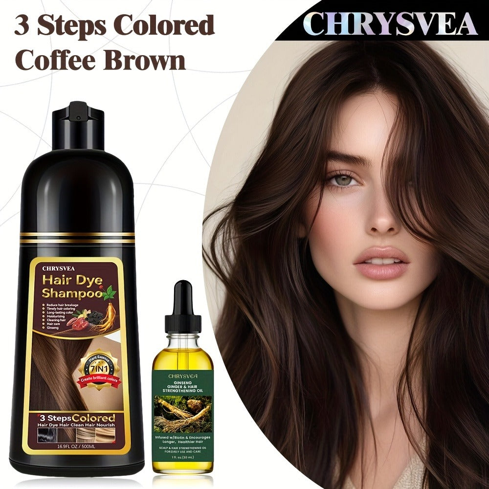 Hair Dye Shampoo with Rosemary Essential Oil Set 7-in-1 16.91 oz — 100% White & Gray Hair Coverage, Herbal Formula, 9 Shades, Long-Lasting Color, No Mix, Scalp Nourishing, Unisex M - product image 7