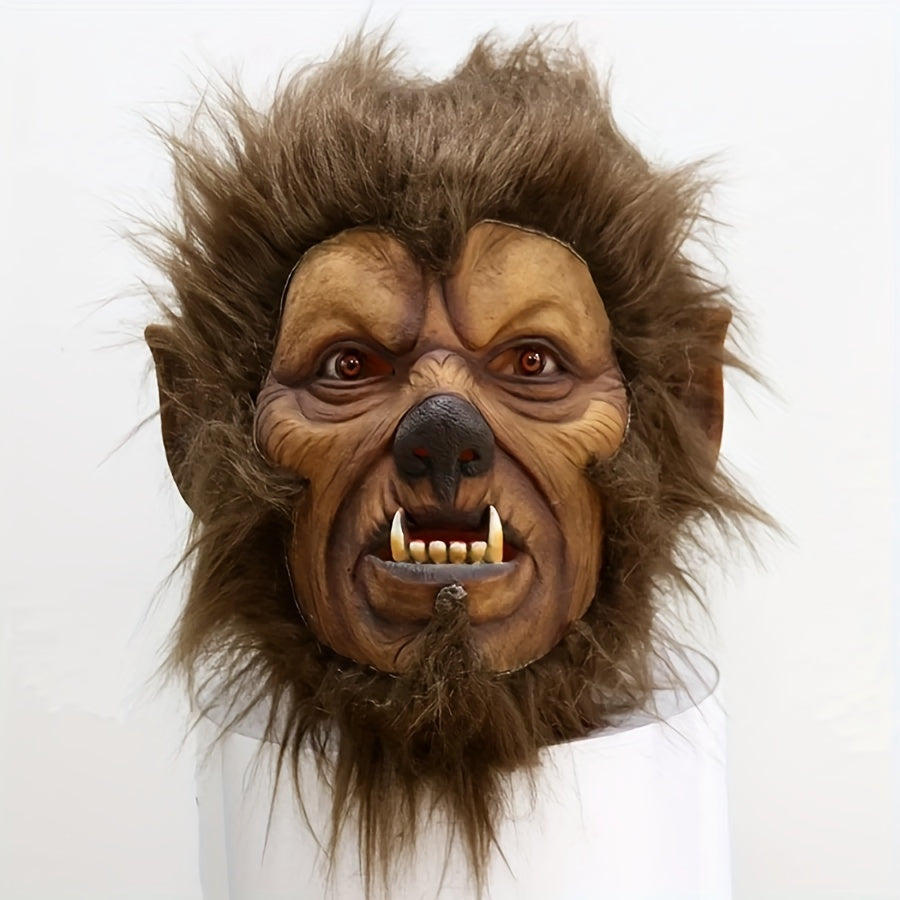 Natural Latex Full Face Halloween Costume Mask for Themed Party Cosplay Masquerade Ball Scary Dress Up, Cool Dashing Design Hand Washable | Hairy Beast Latex - product image 7