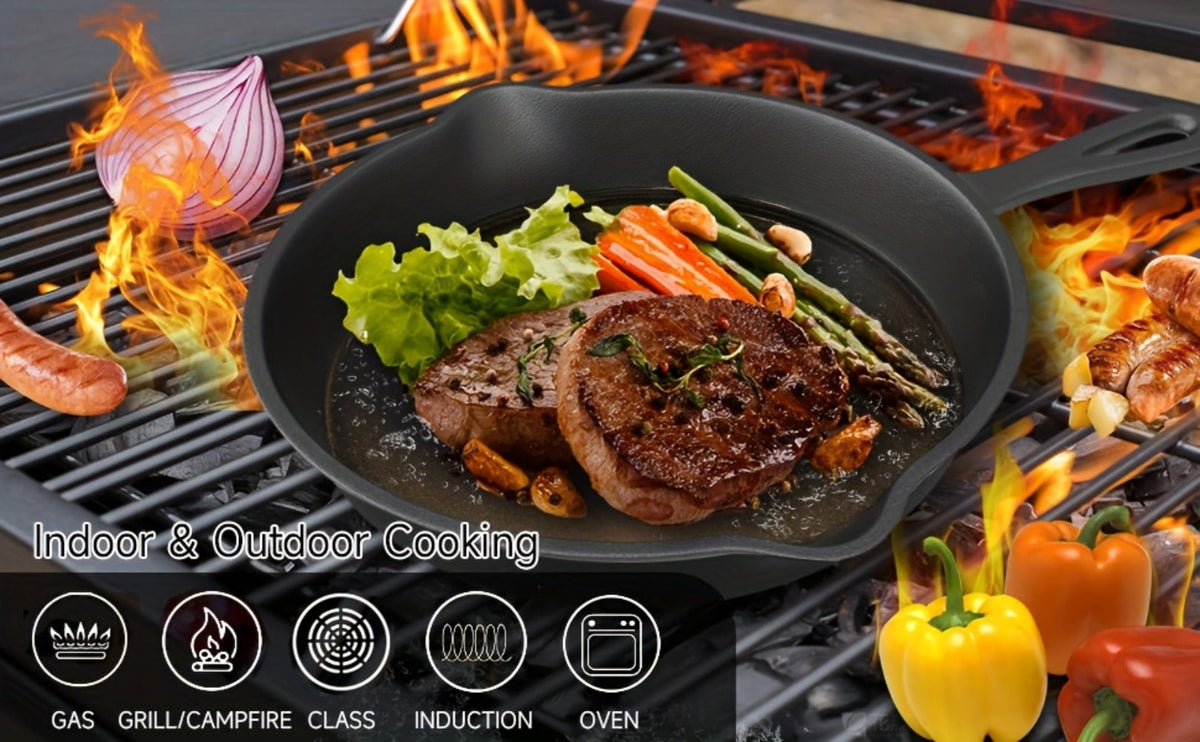 Cast Iron Skillet Set 3pcs - Non-Stick with Drip Spout, Pre-Seasoned Cookware for Holiday Cooking RV Campfire Outdoor Grilling, Heavy Duty Kitchen Frying Pan Set - product image 15