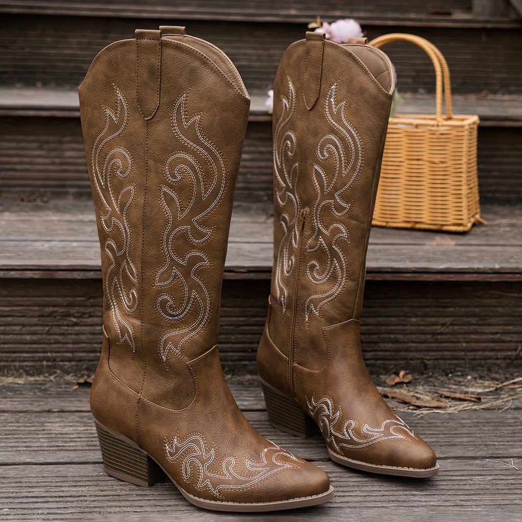 Women's Retro Embroidered Horse Riding Western Women's Boots Vacation Style Music Festival Travel Leisure Style Women's Shoes, Women Shoes - product image 3