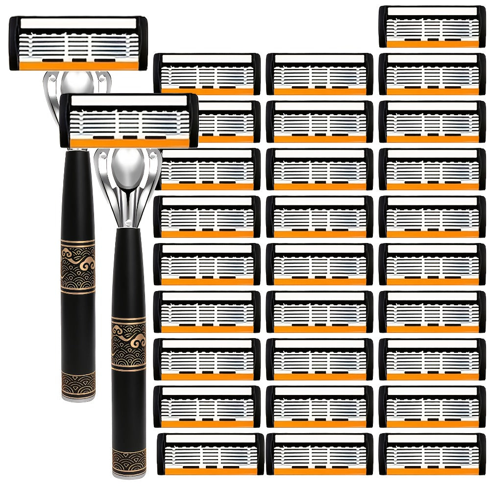 Men's Razor 6-Layer Blade Refill Kit with Handle Smooth Precise Shaving - Multiple Options 6 12 24 30 36 Blades Cartridge Razor Anti-Irritation Close Shave Grooming Gift for Men - product image 5
