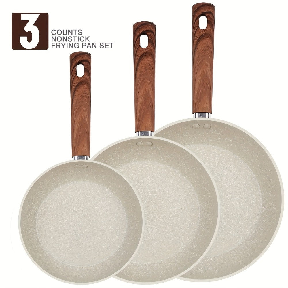 Non-Stick Frying Pan Set 3-Piece 7 9.5 11 Inch – Dishwasher Safe Skillet Set with Insulated Handle | Induction Compatible Home Kitchen Pans in Beige Grey & Black | Durable Even-Hea - product image 6