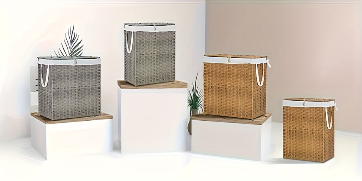 Laundry Basket with Lid - Large Foldable Rattan Hamper with Removable Washable Liner, Sturdy Steel Frame, for Bathroom Bedroom, Goose Yellow or Dove Gray - product image 13