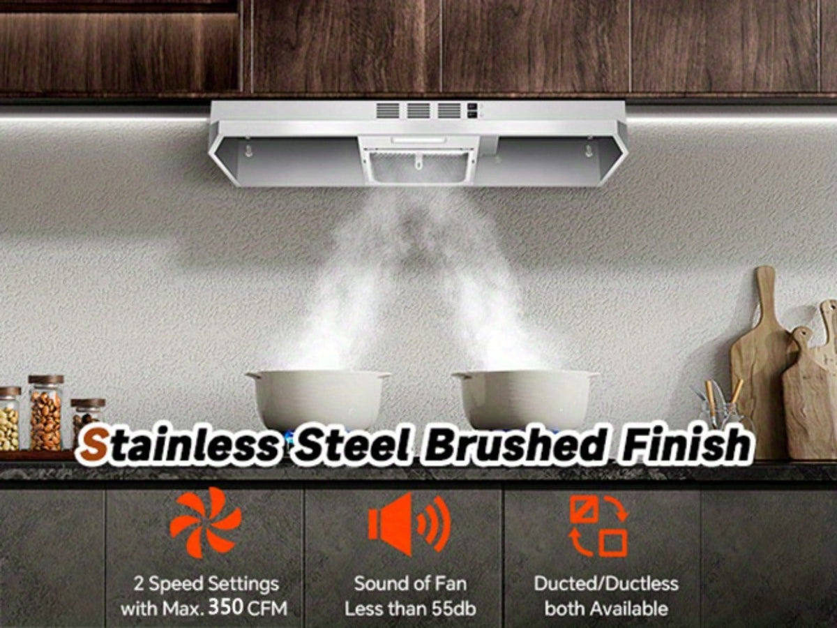 Range Hood 36 Inch Under Cabinet Ducted Ductless Convertible Stainless Steel 350CFM 2-Speed Exhaust Fan LED Light 3-Layer Aluminum Mesh Filter Top Rear Venting Kitchen Vent Hood - product image 16