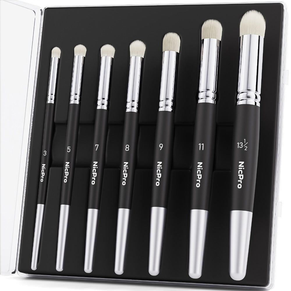 Dry Brush Set for Miniature Painting 7 Sizes – Professional Drybrush Kit with Storage Case – Hobby Detail Paint Brushes for Models Warhammer DnD Figures – Black & Gray – Gift for Hobbyists