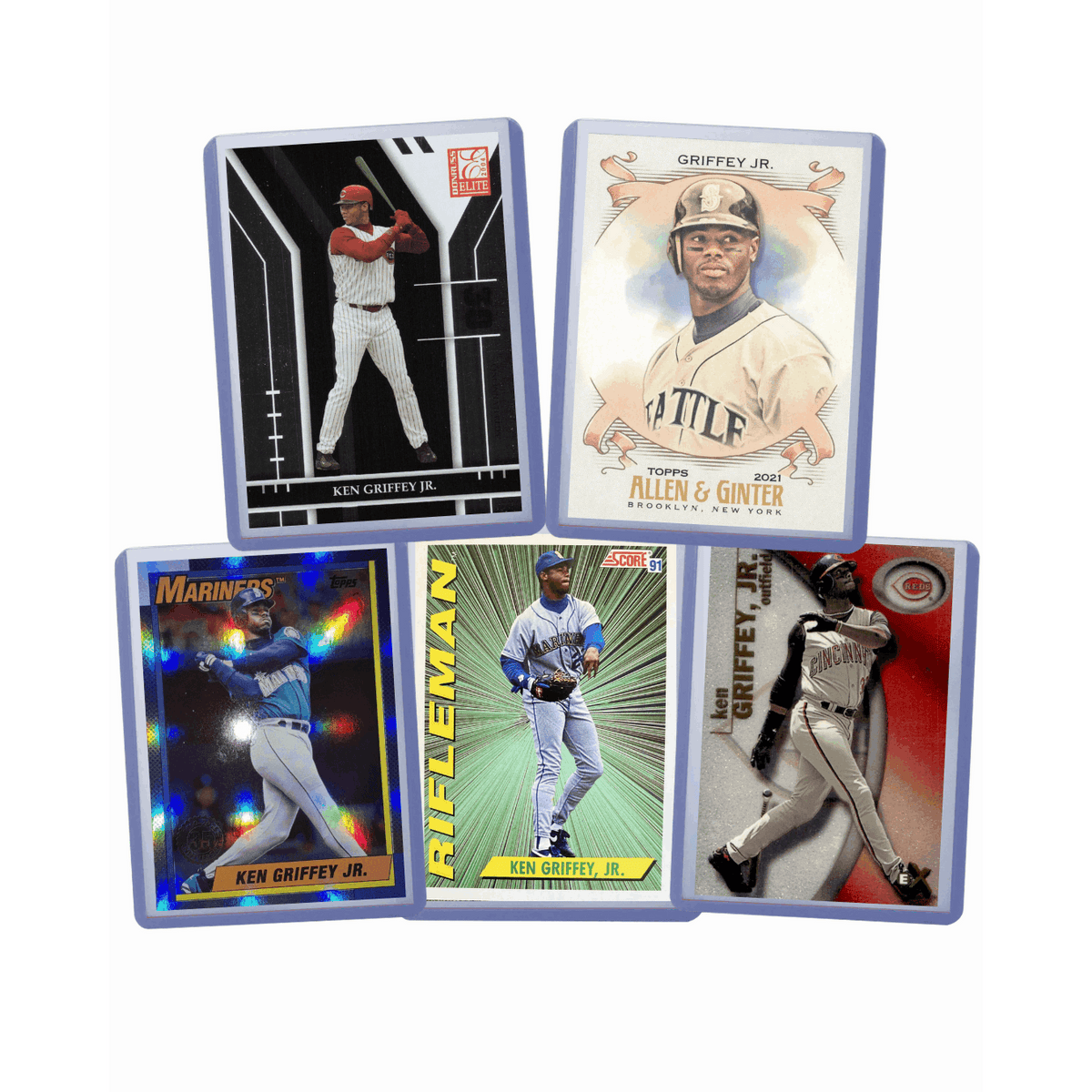Ken Griffey Jr Baseball Cards 5-Card Assorted Lot | Multi-Year Variety Bundle | Topps Panini Fleer Donruss MLB Trading Cards | Collector Gift for Baseball Fans - product image