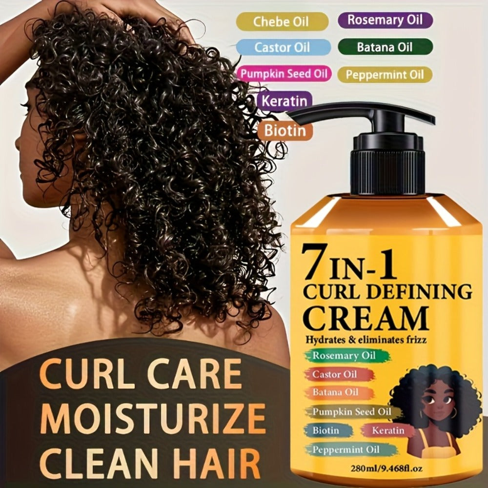 Curl Defining Cream 7-in-1 Frizz Control 2pcs Set 9.468fl oz — Long-Lasting Hold Moisturizing Non-Greasy Hair Styling Cream for Wavy Curly Normal Hair Bouncy Defined Curls Unisex A - product image 2