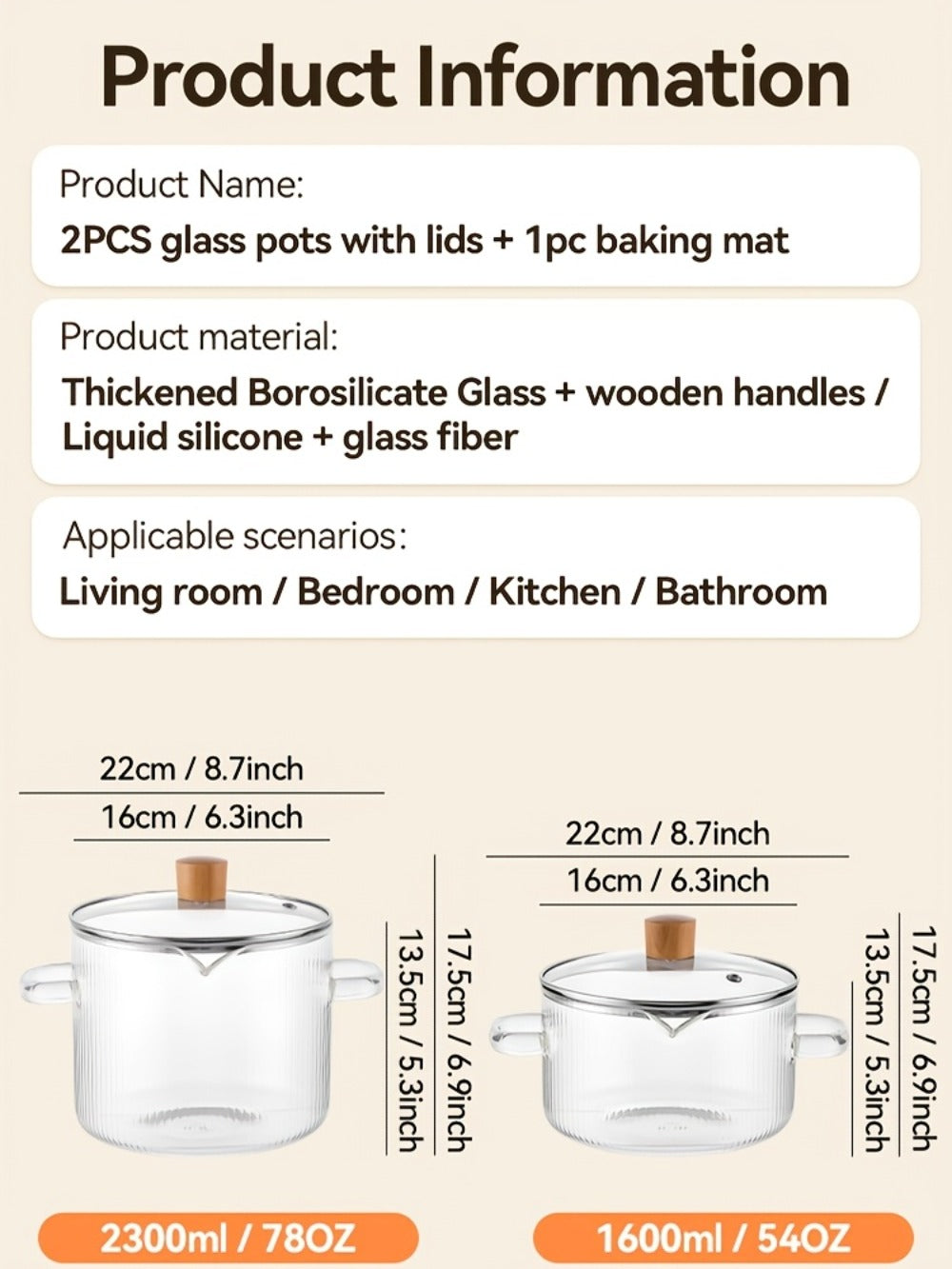 Glass Saucepan Set 2-Pack Stovetop Safe Borosilicate Ribbed Pots with Lids – 78oz & 54oz Heat Resistant Cookware for Soup, Ramen, Milk | Transparent Glass Pot Kitchen Cooking Set w - product image 30