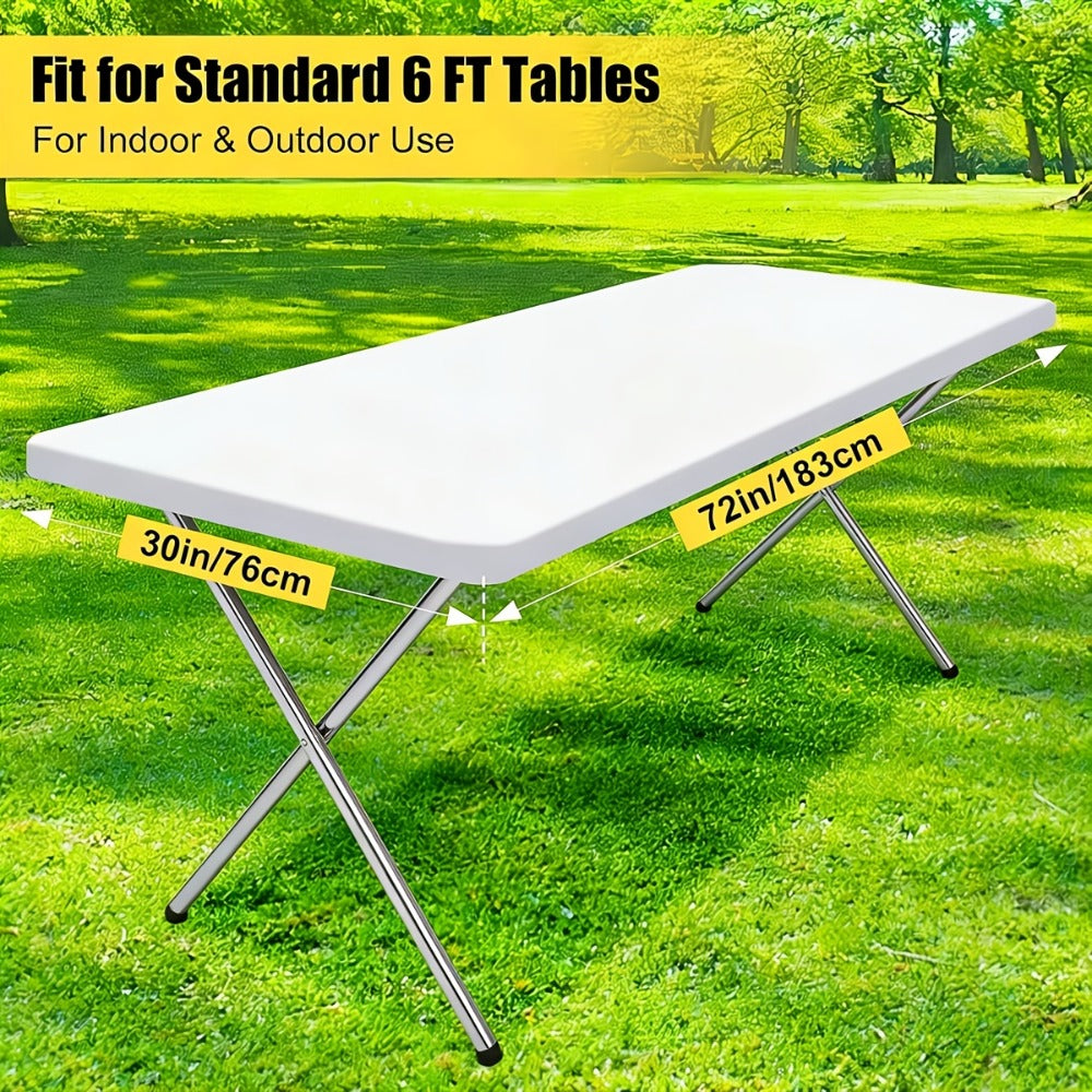 Stretch Table Covers 6Ft Washable Elastic Rectangle Tablecloth for Parties Weddings Picnics Camping, Spandex Polyester Blend, Fits Standard 6 Foot Tables, Set of 3 6 9 or 12, Black - product image 4