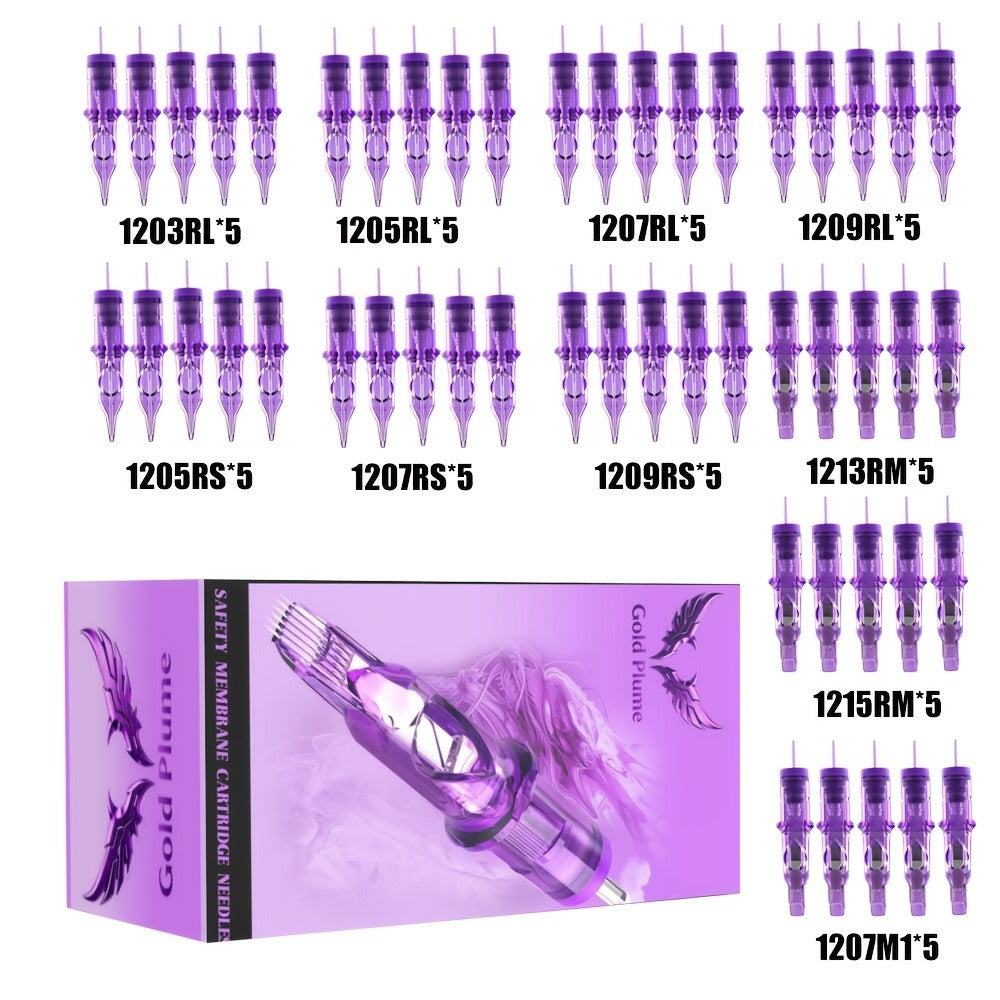 Mixed Tattoo Cartridge Needles 50pcs RL RS RM M1 Sterile Sealed EO Gas Sterilized Disposable Single Use Compatible with All Tattoo Machines for Artists & Beginners - product image