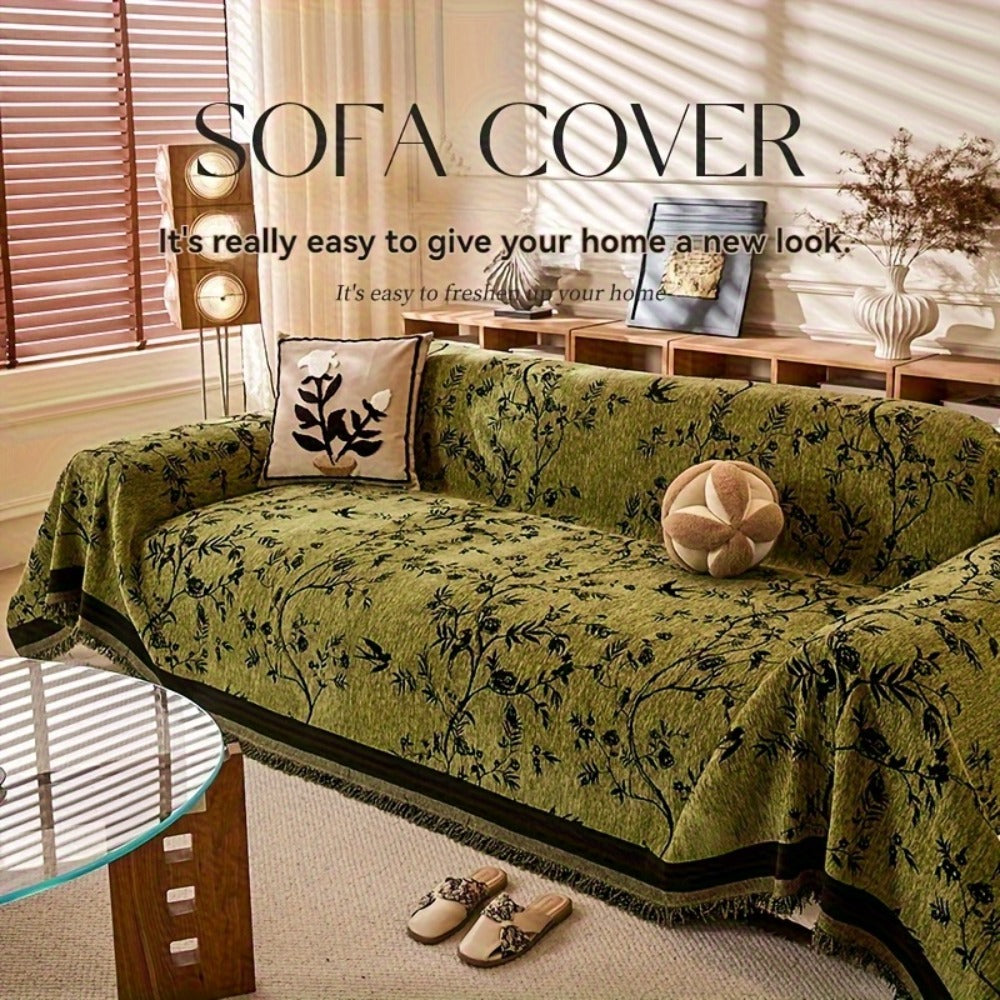 Sofa Cover Chenille Thickened Non-Slip Couch Slipcover Floral Pattern for Living Room Office Pet-Safe All-Season — 1 2 3 4 Seater Sizes - product image 4