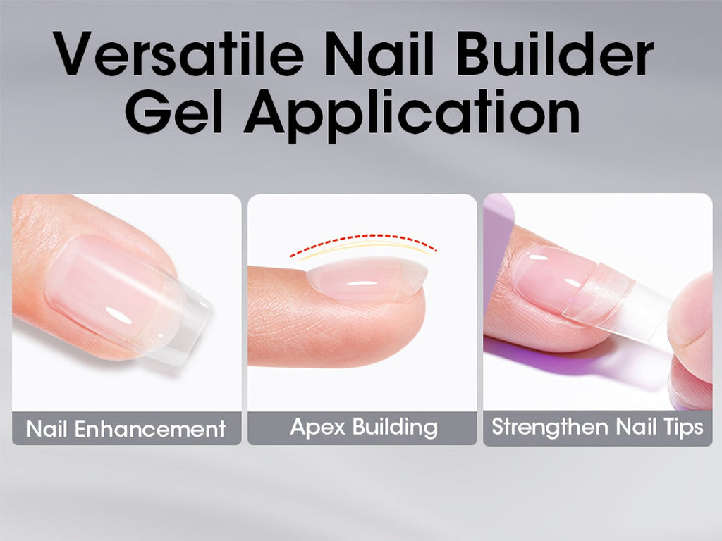 Clear Builder Gel HEMA-Free 5-in-1 2pcs 1.35oz — Nail Extension Strengthener Apex Construction Art Sealing & Repair | Soak-Off UV LED 28+ Days Chip-Proof Wear for Sensitive Skin Sa - product image 13