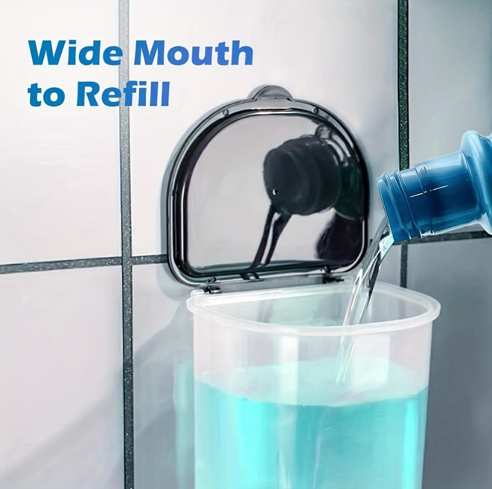 Mouthwash Dispenser Wall Mounted 2-Pack 21 oz Plastic Container - No Electricity Required, Space Saving Bathroom Organizer for Countertop Storage, Durable Refillable Liquid Soap &  - product image 15